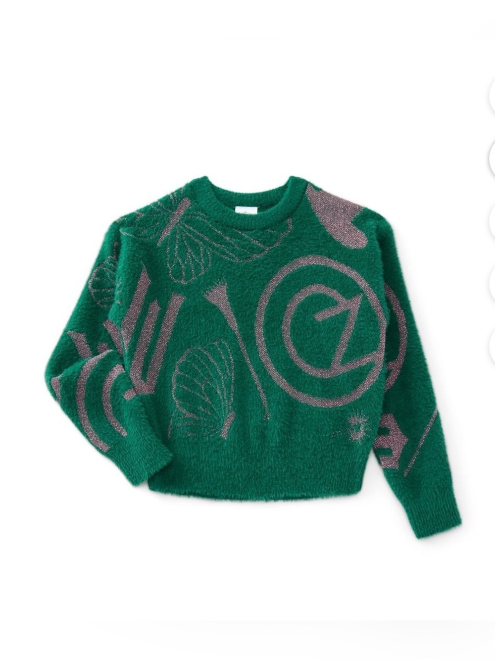 NWT Wicked Girls Sweater Size Medium Green Oz Knit Pullover Eyelash Official Top